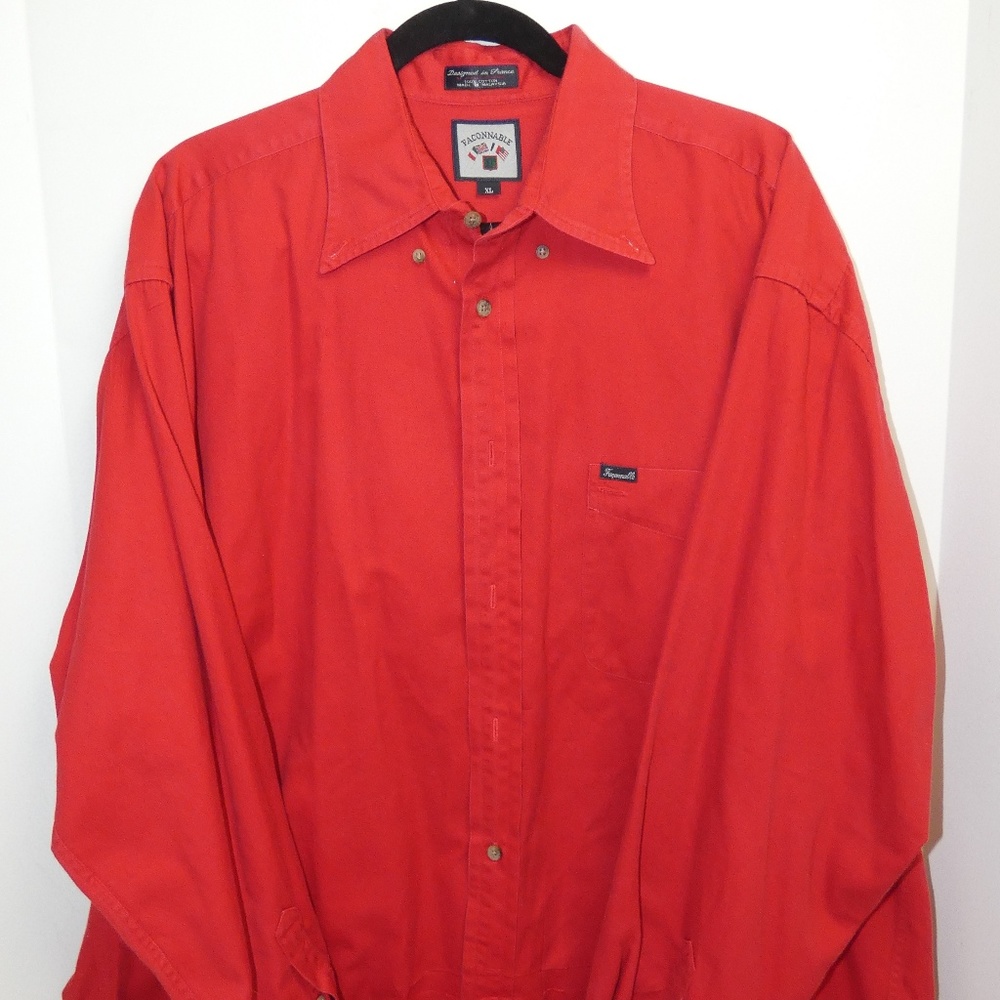 Faconnable Mens XL Red 100% Cotton Excellent Cond